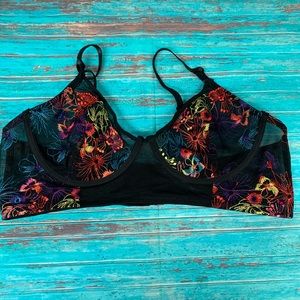 Premiere Black & Multi Colored Sheer Bra sz38C